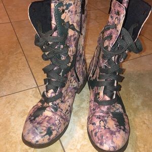 Multi colored combat boots